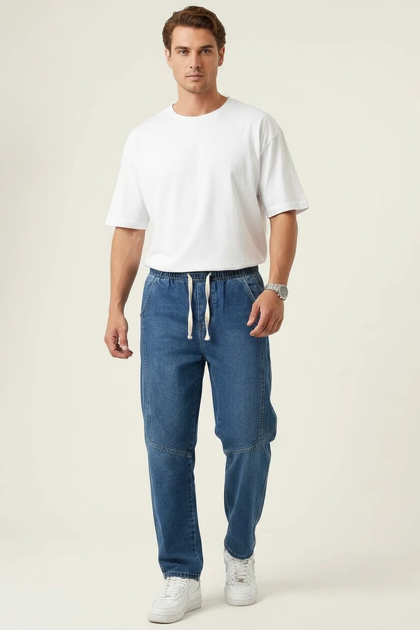  Erkek Rahat Kesim Denim Lacivert Pantolon 